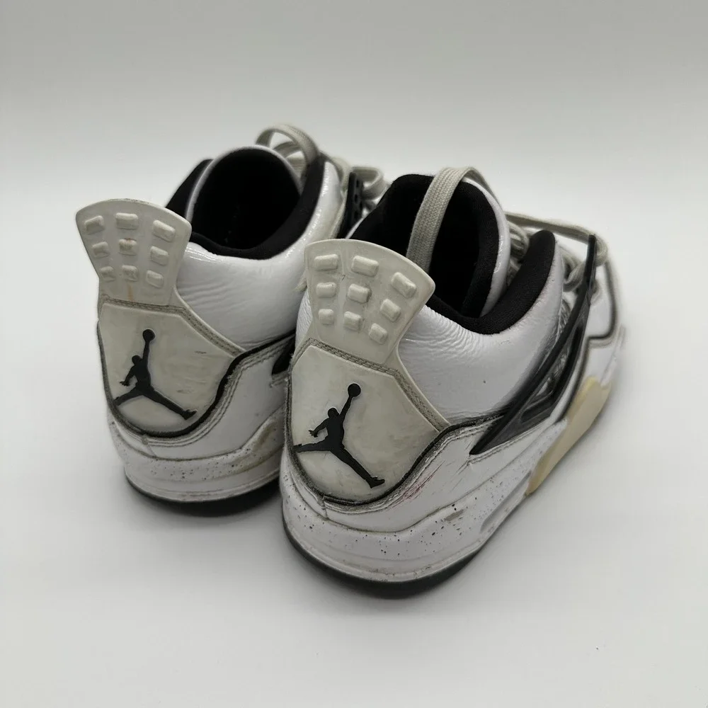 Jordan Air Jordan 4 Retro Shoes Kids 6.5Y White Black Graphic Mid Basketball